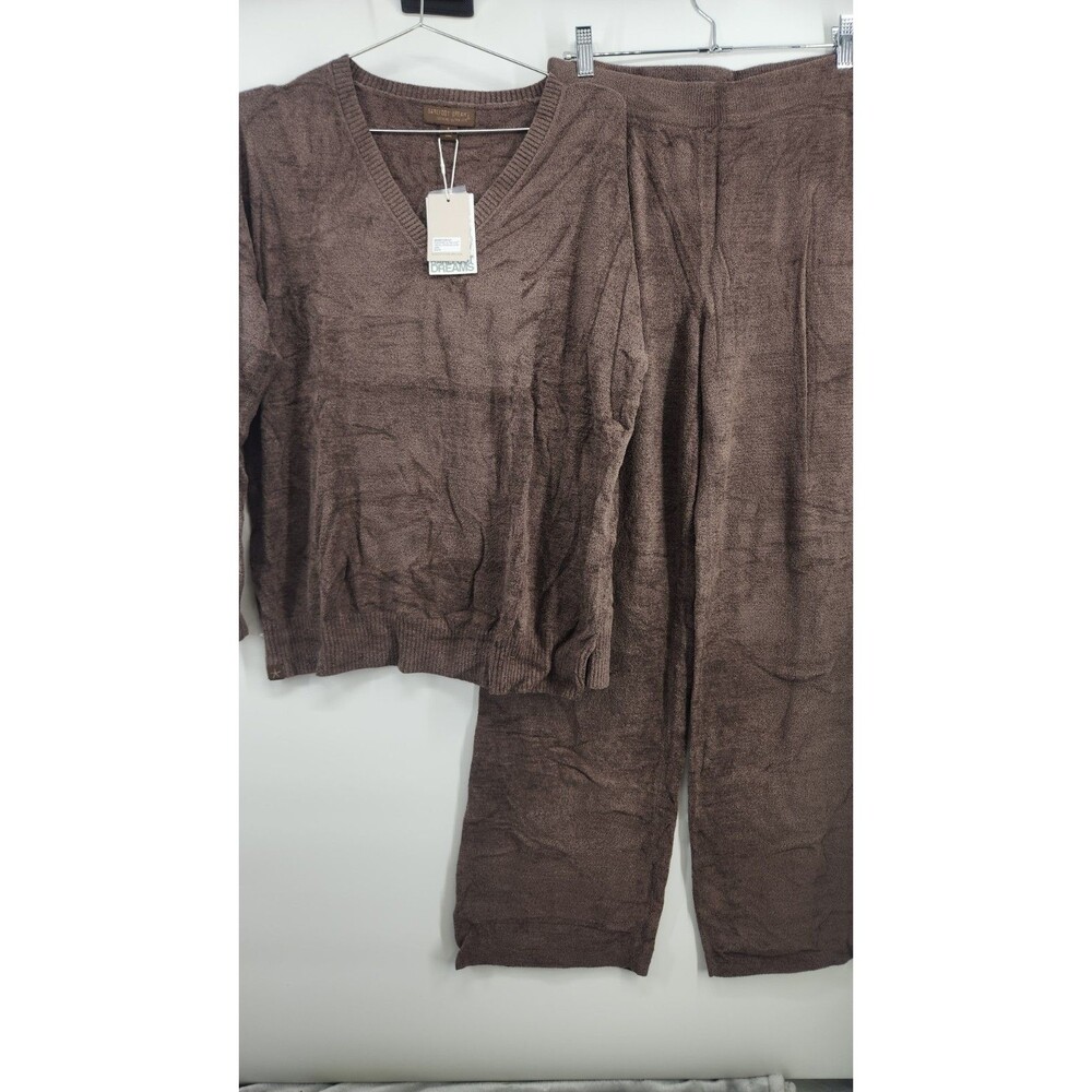 Barefoot Dreams S Java CozyChic Ultra Lite‎ Vneck Pullover & Wide Leg Pants NWT